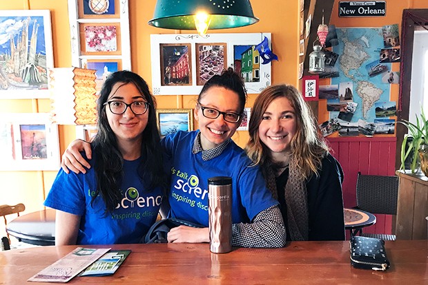 Let's Talk Science Concordia volunteers Leah Sarah Peer, Yuliya Kondratenko and Astrid de Jaham.