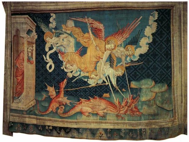 Image: Hennequin de Bruges, The Apocalypse Tapestry, 14th Century, Chateau d’Angers, France, Public domain