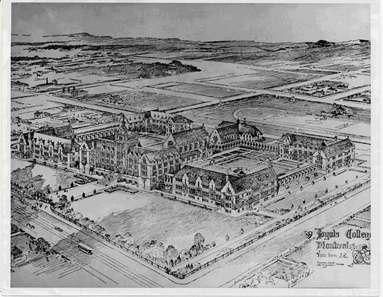 Architect's original conception of the Loyola Campus