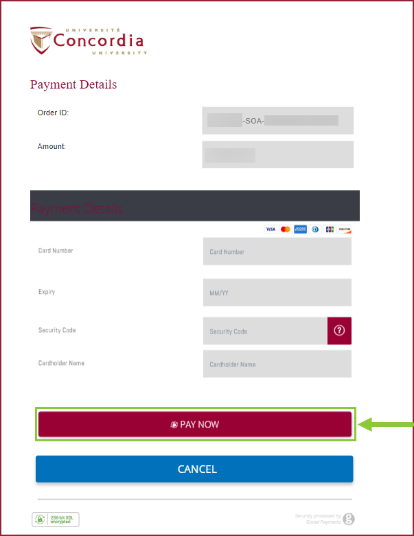 Allow payment window