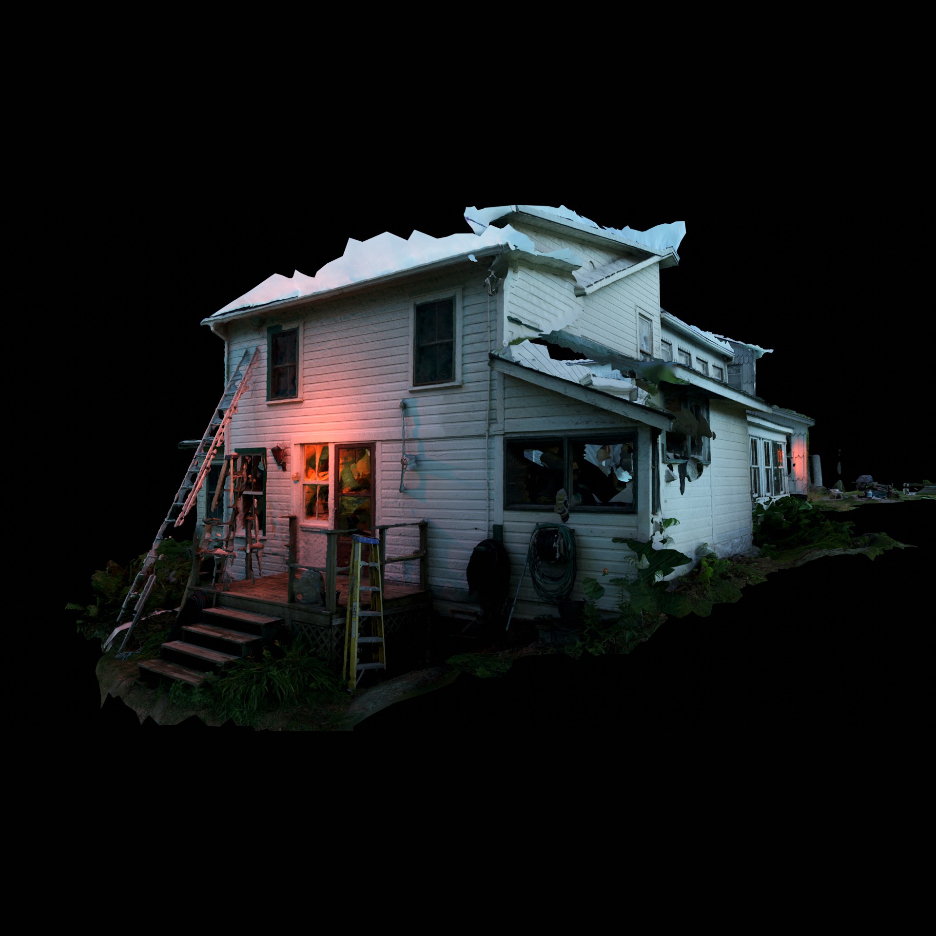 Image displays a cut out house on a black background.