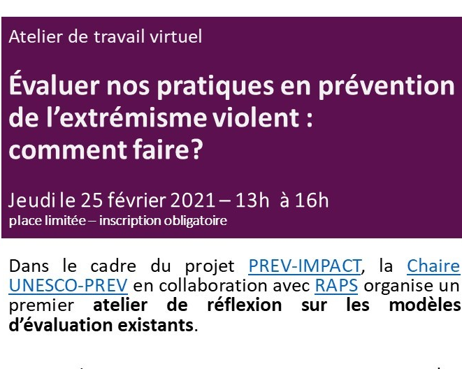 Upcoming Workshop on Evaluating Practices in The Prevention of Violent Extremism