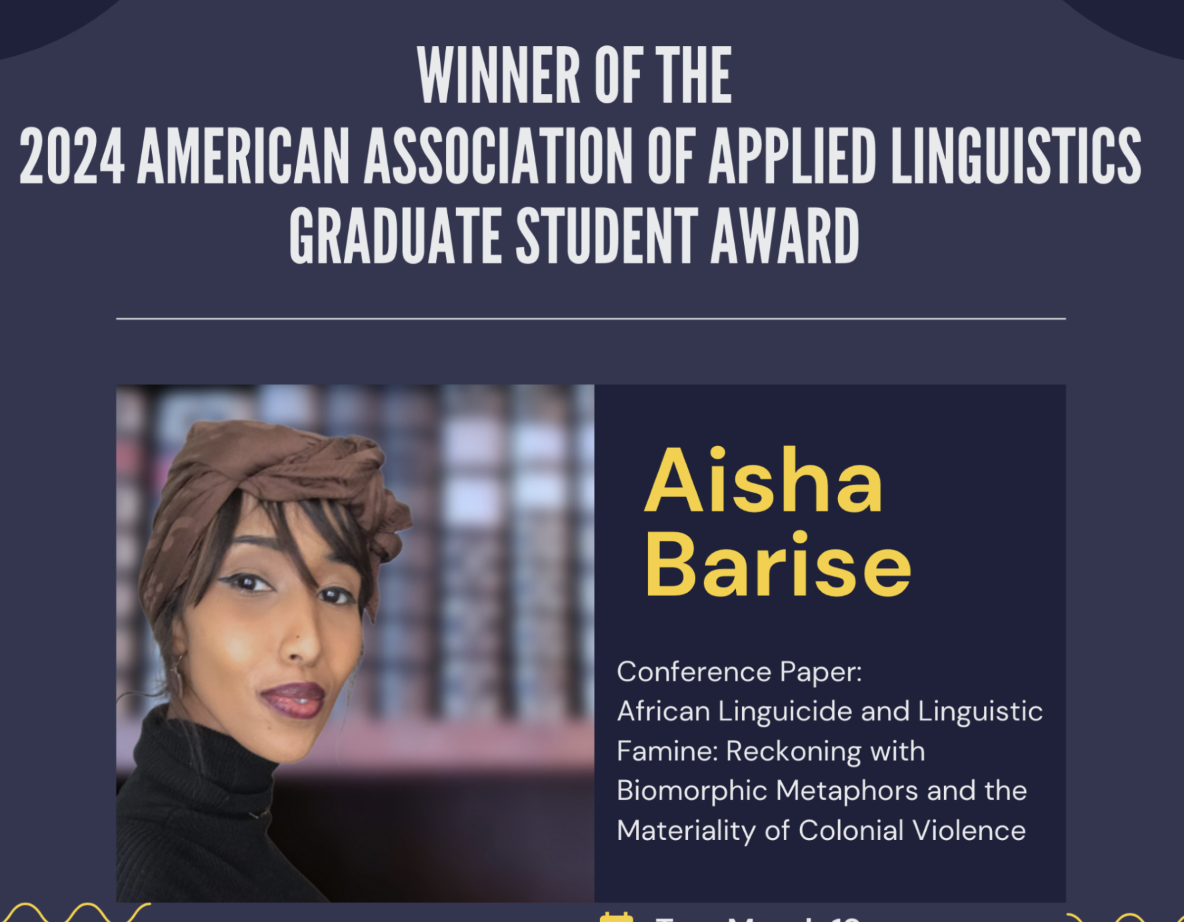 Aisha Barise wins 2024 AAAL Graduate Student Award