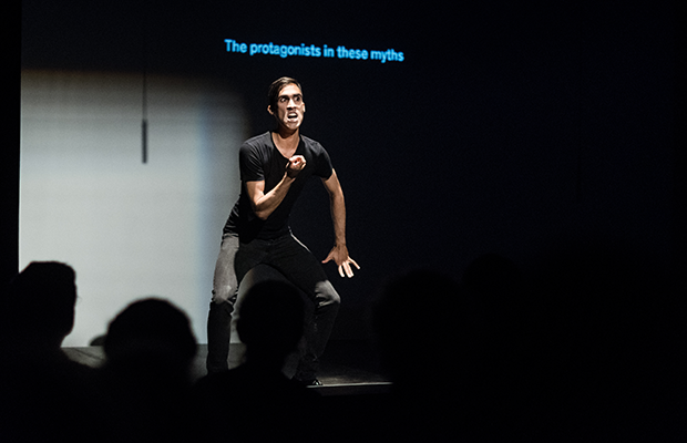 Gabriel Dharmoo, performing Anthropologies imaginaires. Photo by Marion Desjardins. 