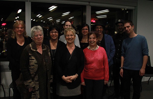 The Music Therapy Group. First row, left to right: Sandi Curtis, Guylaine Vaillancourt, Hélène Century. Second row, left to right: Deborah Josephson, Suzanne Caron, Kristen Corey, Julie Migner-Laurin, Dany Bouchard, Julien Peyrin, and Daniel Kruger. Photo by Dougy Hérard.