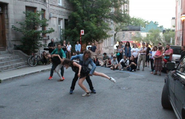 Milan Gervais and her company Human Playground perform Parking as part of Montreal’s 375th. Photo courtesy of Human Playground.  