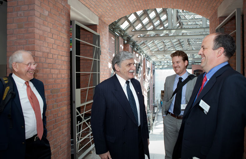 (Left to right) MIGS' Frank Chalk, RomÃ©o Dallaire and Kyle Matthews tour the U.S. Holocaust Memorial Museum in Washington, D.C. with Michael Abramowitz, the museum's Director of the Committee on Conscience, April 14. Photo courtesy of the U.S. Holocaust Memorial Museum