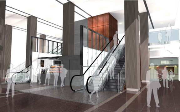 Artist’s conception of the renovated escalator space.