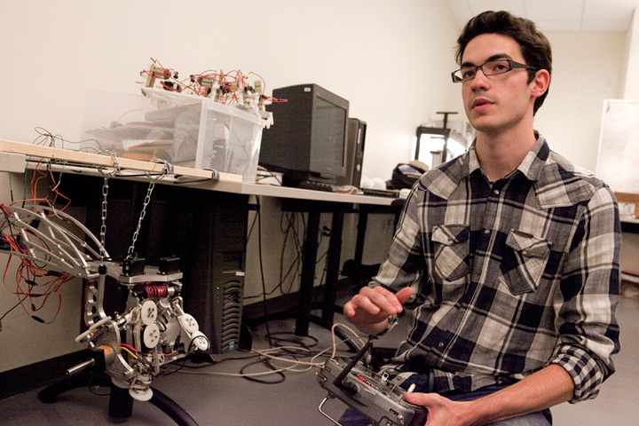 Mechanical engineering student Gavin Kenneally in the EV Buildings HYCONS lab. | Photo by Concordia University