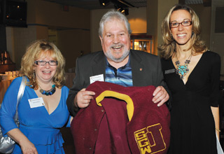 (Left to right) Inductee Brian Chapman’s wife Thérèse Pilon, Brian Chapman, Alumni Officer inAdvancement and Alumni Relations Valerie Roseman. | Photo by Ryan Blau, PBL Photography