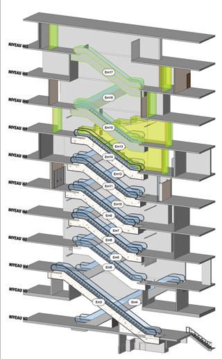 These diagrams outline the locations of the temporary walls to be put up in the coming days. | Image courtesy of Martin • Marcotte / Beinhaker, Architectes