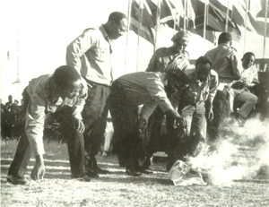 While women were “burning their bras” in North America as symbols of gender oppression, young men in a local youth league in Tanzania were burning wigs as symbols of Western decadence. | Courtesy of Duke University Press