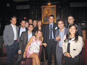 Members of the Alumni Association’s New York chapter at a recent event. In the photo are chapter co-presidents Russ Makofsky (centre, wearing dark suit and tie) and Alexandra Wong (far right). Lina Uberti, Alumni Officer responsible for Geographic Chapters, stands just to the left of Makofsky. | Photo courtesy of Alumni Relations