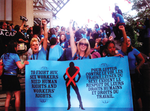 Activists march in support of sex workers’ rights in Toronto during the 2006 International AIDS Conference. | Photo courtesy of Anna-Louise Crago