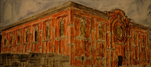 Montreal Light, Heat and Power Substation, graphite and coloured pencil on Mylar, 2011 by G. Scott MacLeod.