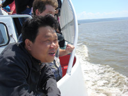Young-Chul Jeong, assistant professor of management at the John Molson School of Business, enjoys the view during a whale-watching trip organized for new faculty.