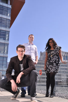 Microsoft’s newest recruits (left to right): Tristan St-Cyr, Justin Horst and Vijeta Patel.| Photo by Marc Bourcier