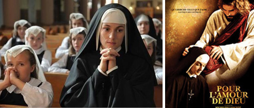 Left: A scene from Micheline Lanctôt’s feature film, Pour l'amour de Dieu. Right: A promotional image from Micheline Lanctôt’s feature film.