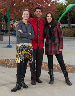 From left: Kimberley Manning, Shuvo Ghosh and Annie Pullen Sansfaçon are studying childhood gender independence. | Photo by Concordia University