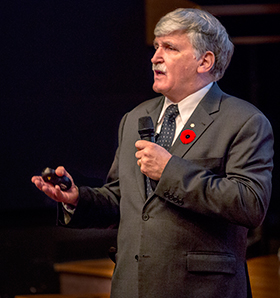 Sen. and Lt. Gen. Romeo Dallaire (ret.) spoke to the Concordia community about Canada's role in protecting human rights. | Photo by Concordia University