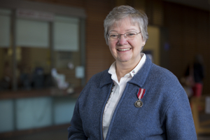 Estelle Bouthillier proudly wears her Queen's Diamond Jubilee Medal awarded to her December 1.