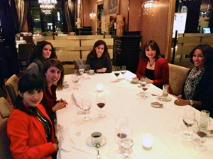Concordia students at Dinner for Eight were eager to learn about the career path of CTV News anchor Mutsumi Takahashi (second from right).