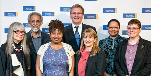 Concordia President Alan Shepard poses with Ryerson diversity award recipients. | Photo by Clifton Li