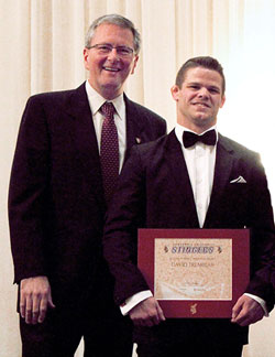 Concordia President Alan Shepard with Athlete of the Year David Tremblay. | Photo by Brianna Thicke