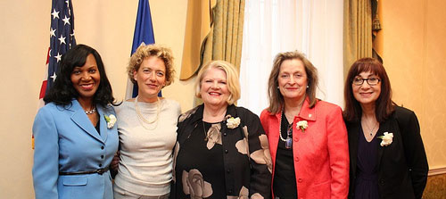 From left: Gwen Tolbart, Joyce Napier, Linda Kay, Marie Claire Morin and Barbara Hines. | Photo by Renato Cruz Sogueco, BA 94