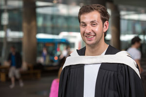After attending convocation ceremonies twice as a student journalist, David Adelman is taking his turn on stage to receive his Bachelor of Arts in Journalism. | Photo by Concordia University