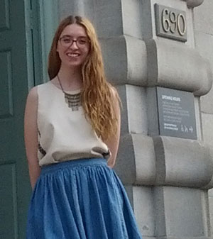 Marie-Hélène Busque in front of the McCord Museum. | Photo courtesy of Busque