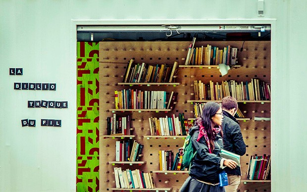 Grab a book from the French Literature Festival's open library.