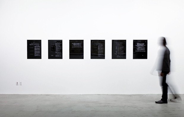 Jacqueline Hoang Nguyen, Immigration Policy (point system), 2012, etched acrylic sheets, six panels: 61 x 46 x 0.5 cm each (courtesy of the artist)