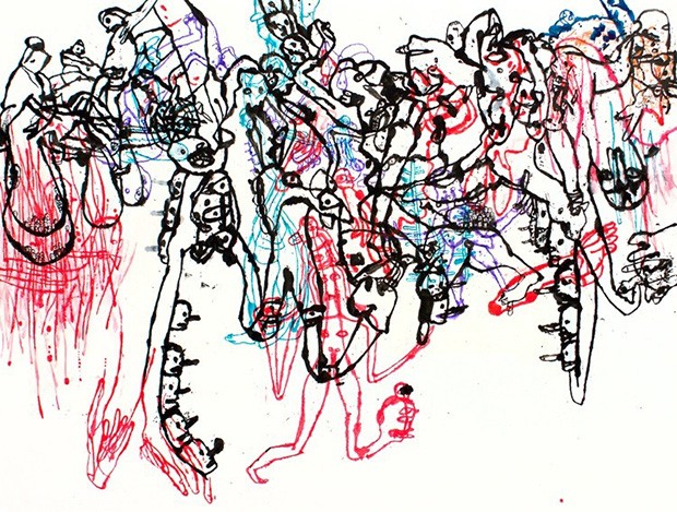 "Collateral Damage," 2011, ink and graphite on paper, Pierre-François Ouellette art contemporain. | Image courtesy of Ed Pien