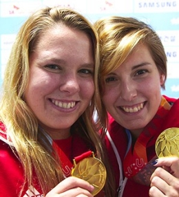 Carol-Ann Ware (right) and her teammate Celina Toth