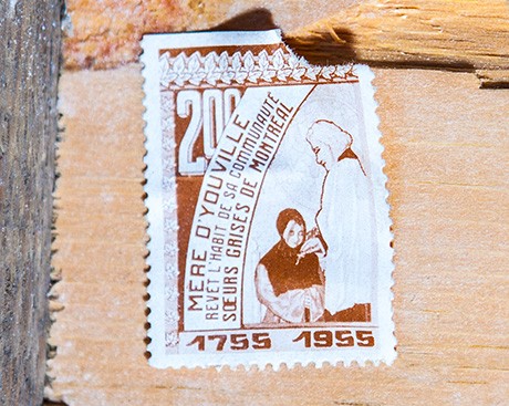 60-year-old stamps uncovered in the walls of the Grey Nuns Residence
