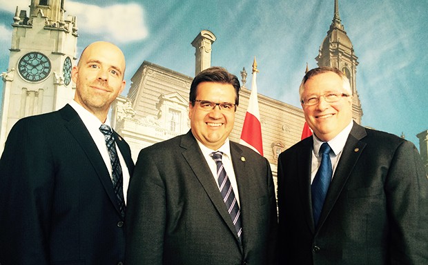 "An important recognition": Concordia's Provost Benoit-Antoine Bacon with Mayor Denis Coderre and Richard Deschamps, Montreal's first advisor on higher education affairs.