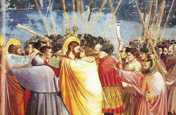 "Kiss of Judas," one of the most dramatic scenes from Giotto's frescos at the Scrovegni Chapel. | Courtesy Wikimedia 