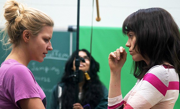 An "intense period of pure creation": Junna Chif (left) on the set of Mme Liliane with actress Catherine Bérubé.