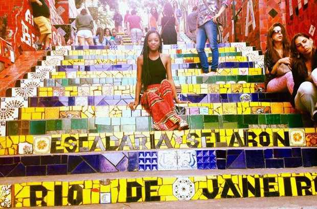 AIESEC intern Kanku Fuamba enjoying Escadaria Selarón (Selarón Steps) in the district of Lapa, Rio de Janeiro. | Photo by Kanku Fuamba