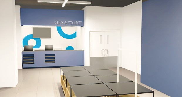 Architectural rendering of the new Click and Collect counter. | Courtesy of Aedifica