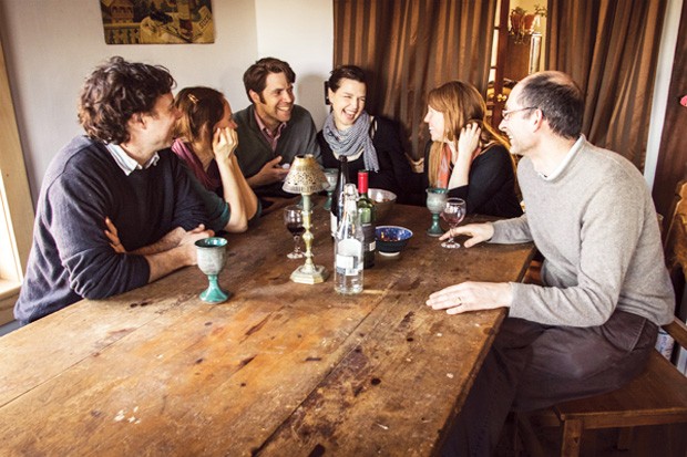 A group of creative writing alumni were featured in Quill & Quire for their collective approach to craft and community in their newfound home of Inverness, Nova Scotia. | From left to right: Oisín Curran, Sarah Faber, Conrad Taves, Rebecca Silver Slayter, Susan Paddon, and Matt Parsons (photo: Steve Rankin)