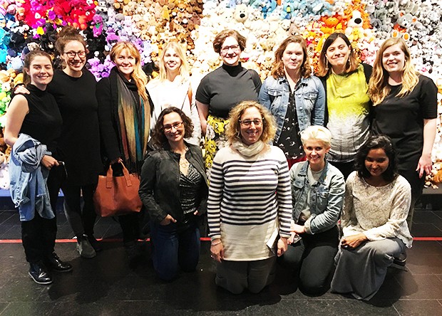 Erica Lehrer (front row, far left) and co-organizer Shelley Butler/McGill (front row, center) with students at the Montreal Museum of Fine Arts.