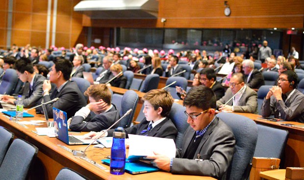 Diplomats and participants of the Model ICAO forum attending the Opening Ceremony of the NGAP Summit.