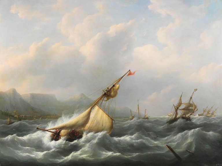 Stormy Sea, by Martinus Schouman (1770-Amsterdam 1838)