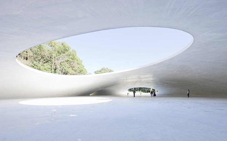 An architectural project by Ryue Nishizawa at the Teshima Art Museum in Japan.