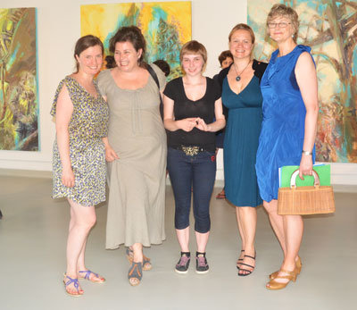 Left to right: Tricia Middleton, coordinator, Student Relations; jake moore, director, FOFA Gallery; Pier-Anne Mercier, 2012 CUAA Prize winner; Kim Fuller, prize-committee and board member, Concordia University Alumni Association; Catherine Wild, dean, Faculty of Fine Arts