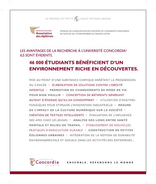 CUAA ad to appear in La Presse and Les Affaires