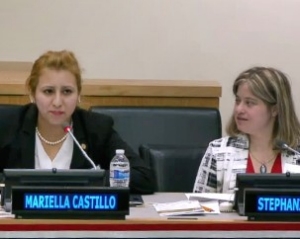 Castillo and Boghen presenting at the UN panel