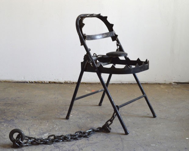 Lasserre included his hybrid chair in Banksy's exhibit.